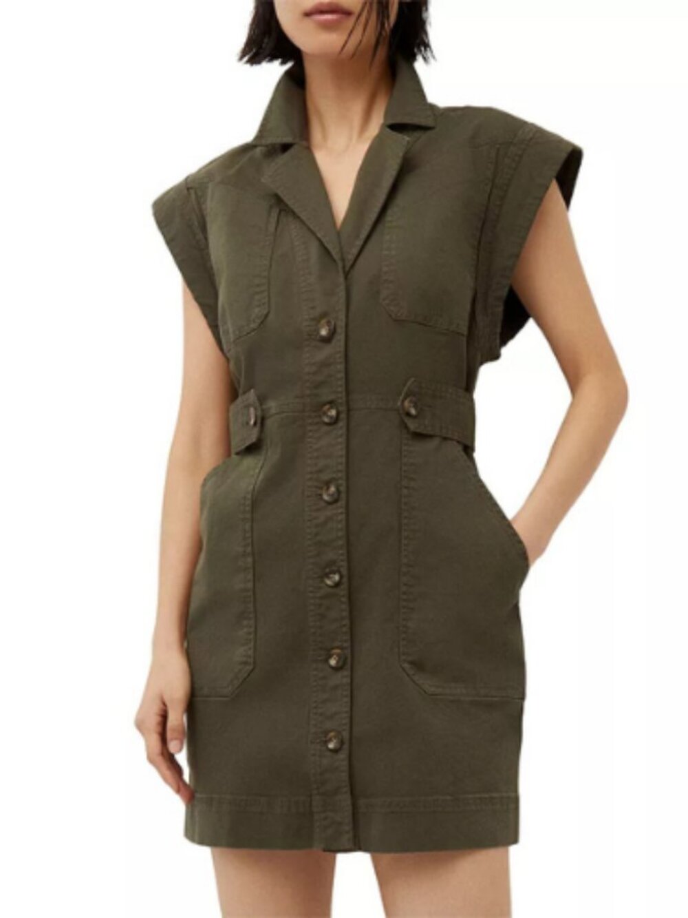 Veronica Beard Jax Button Front Utility Mini Dress